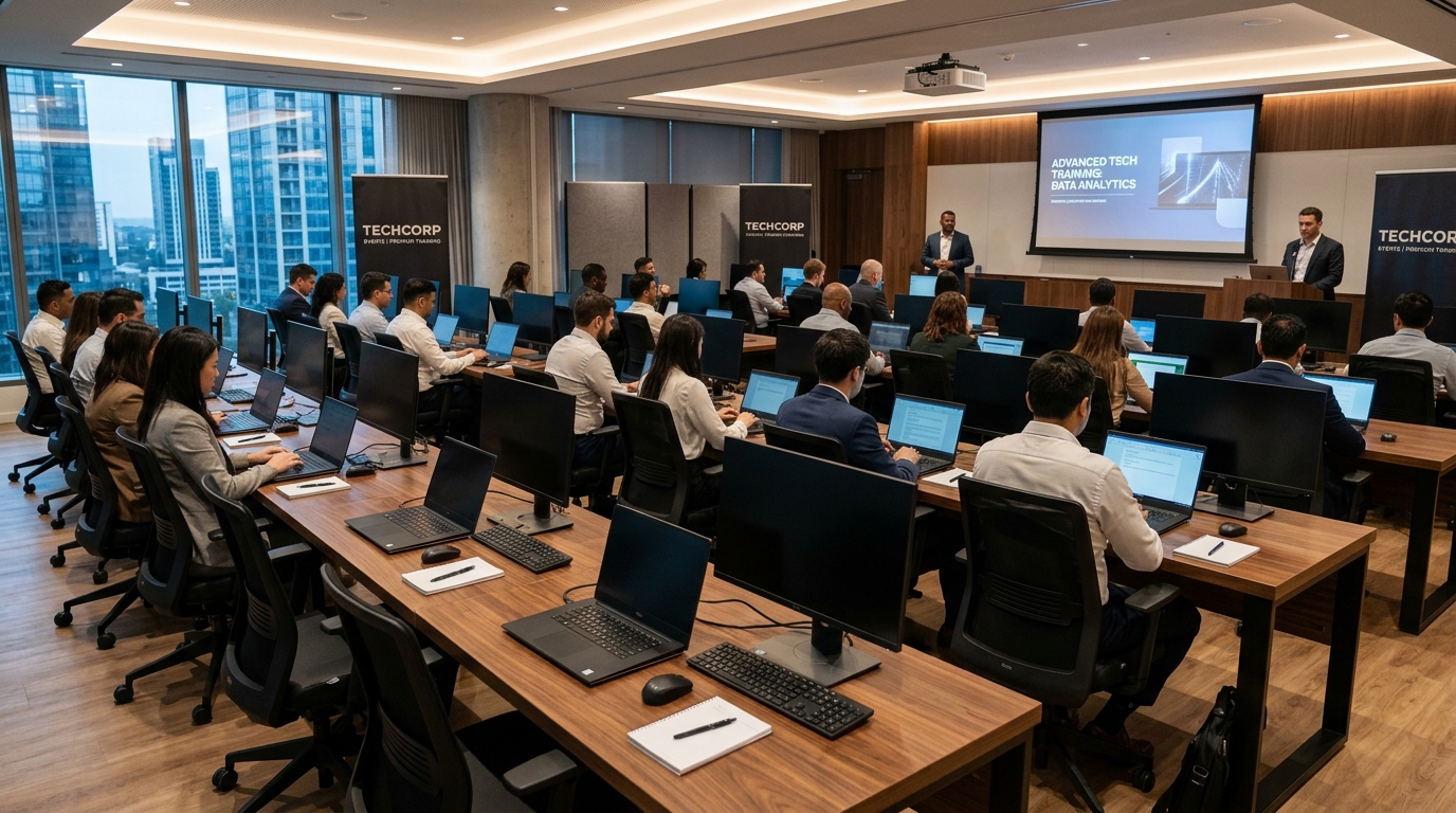 Aulas y eventos corporativos con alquiler de equipos inform&aacute;ticos